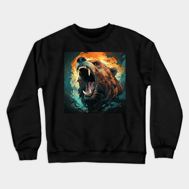 Roaring Grizzly Crewneck Sweatshirt by Tacos y Libertad